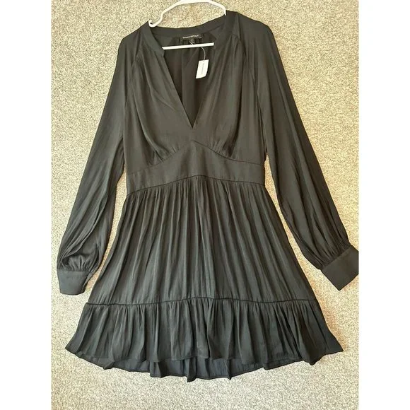 Banana Republic | Dresses | Banana Republic Balza Tiered Mini Dress Black  Long Sleeve Size Large Tall 5 | Poshmark